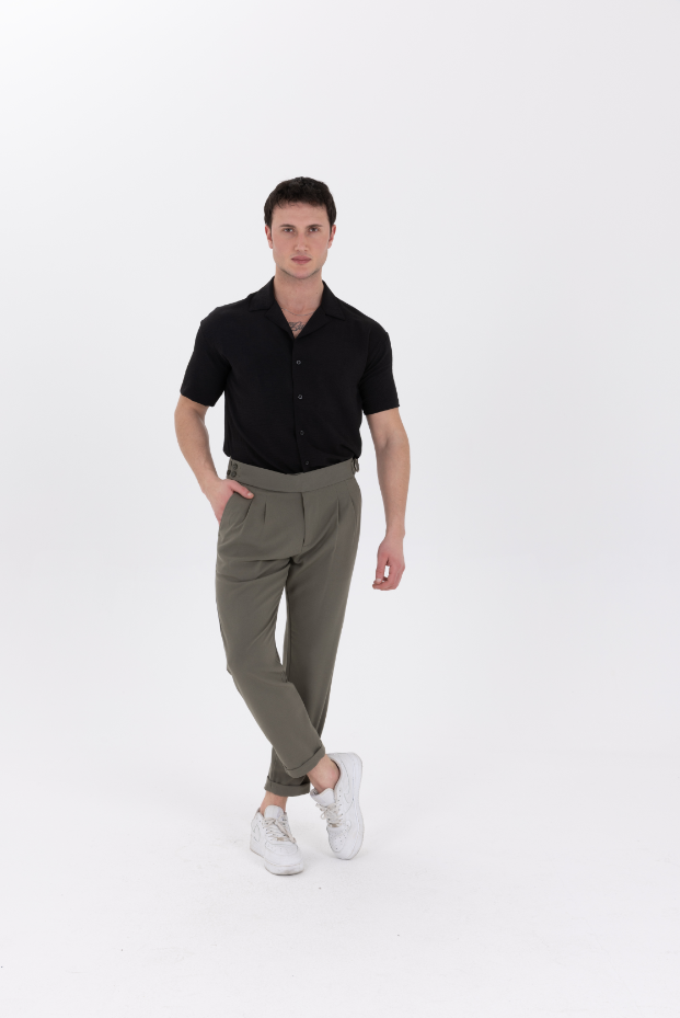 Yandan Kemerli Premium Jogger Haki