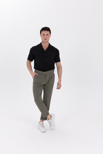 Yandan Kemerli Premium Jogger Haki