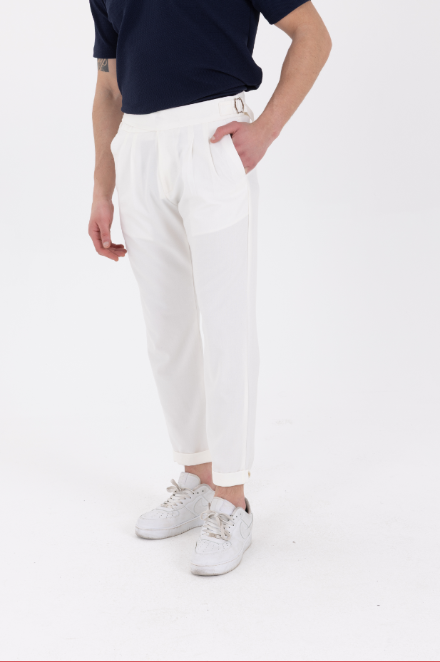 Yandan Kemerli Premium Jogger Beyaz