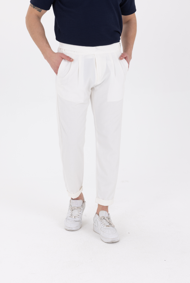 Yandan Kemerli Premium Jogger Beyaz