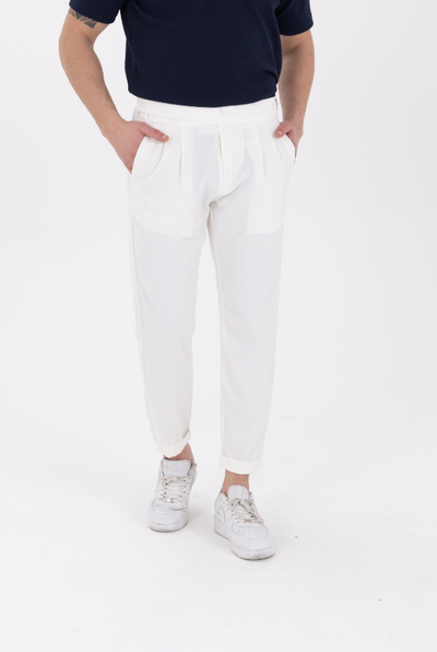Yandan Kemerli Premium Jogger Beyaz