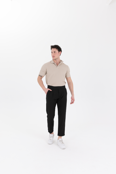 Yandan Kemerli Premium Jogger Siyah