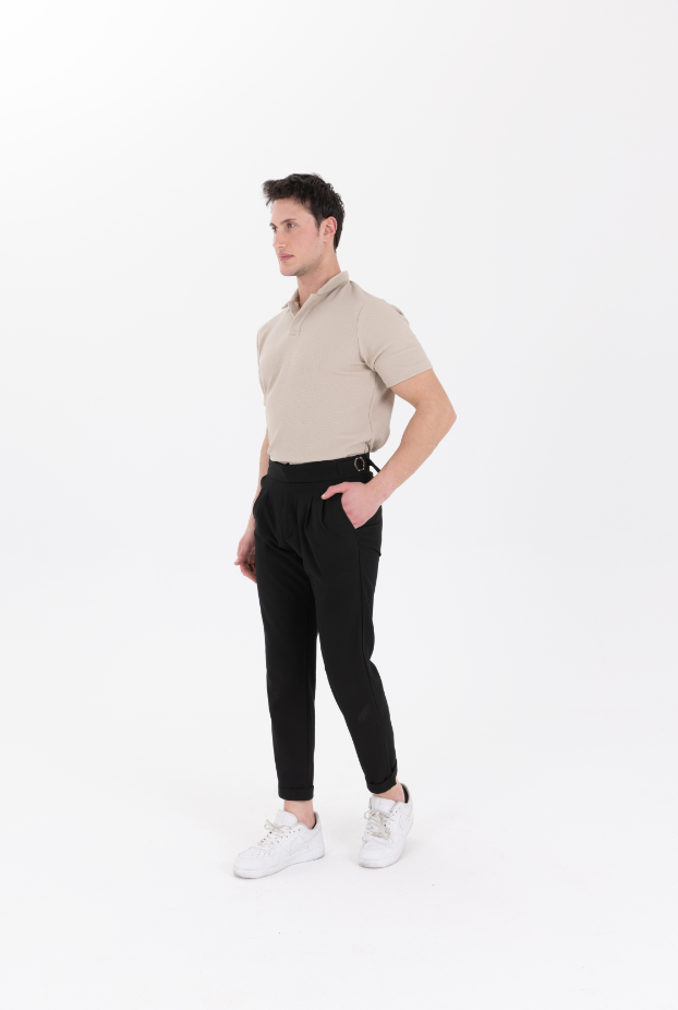 Yandan Kemerli Premium Jogger Siyah