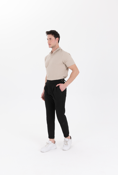 Yandan Kemerli Premium Jogger Siyah