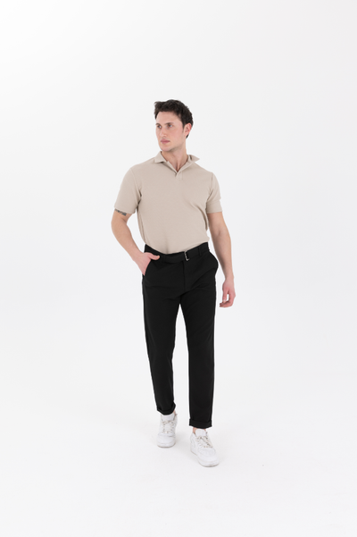 Orta Kemerli Premium Jogger Siyah