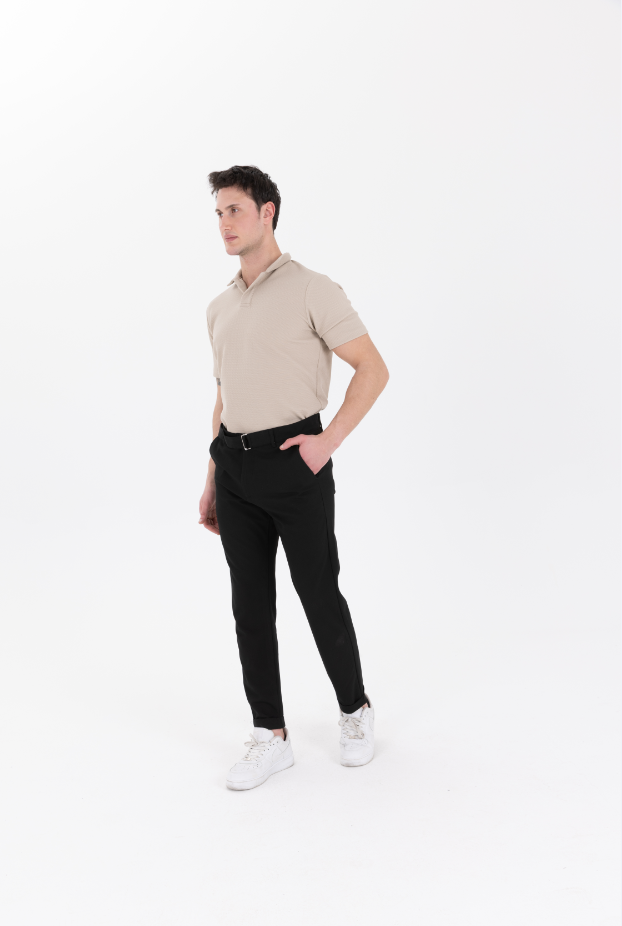 Orta Kemerli Premium Jogger Siyah