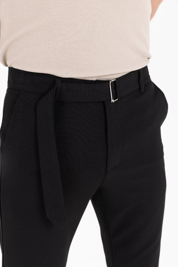 Orta Kemerli Premium Jogger Siyah