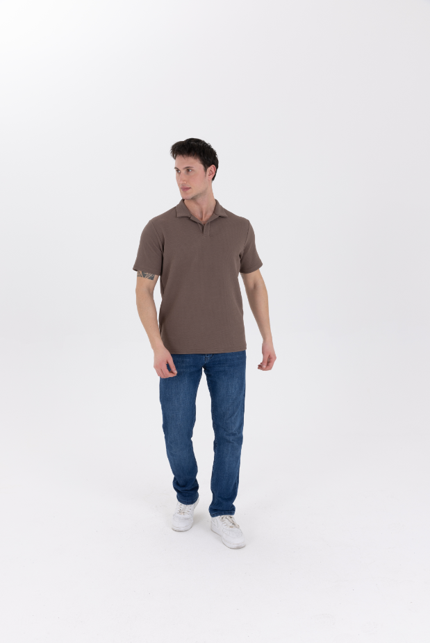 Kahverengi Polo Yaka Tişört